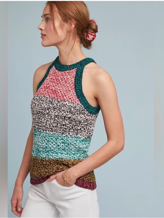 Anthropologie Tops - Anthropologie Maeve Knit Harmony Tank Striped Top in Multicolor NWOT Size XL